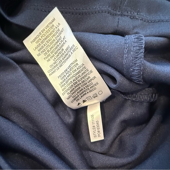 SLNY Sleeveless Halter Beaded Neck Flowing Layered Navy Dress Women’s 14 NEW - Picture 11 of 12